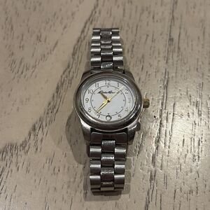 Eddie Bauer Watch Women Stainless Steel Silver Battery Date White Quartz